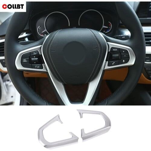 COLLBT Car Steering Wheel Button Decorative Frame Trim Interior Chrome Sticker For BMW 5 Series G30 2018