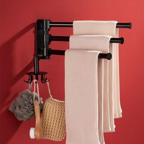 European black space aluminum European black space aluminum bathroom towel bars rotating rod hotel towel rack 1/2/3/4 bars movab