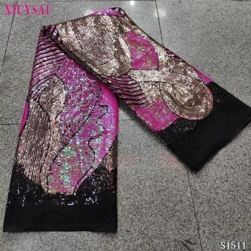 Sequins French Tulle Lace Fabric 2021 High Quality tulle fabric African Sequin lace fabric for Christmas party dress SL1511