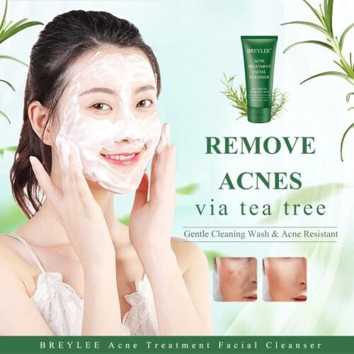 BREYLEE Deep Clean Face Wash Tea Tree Face Wash Facial Cleanser Cleansing Cream New Daily Facial Scrub Acne Treatment Medicine