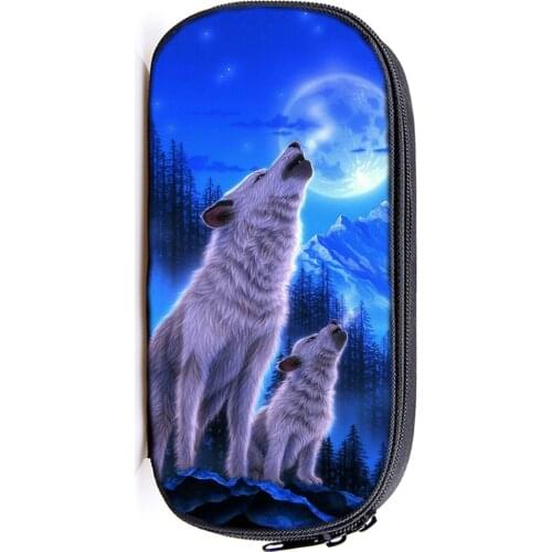 Cool Animal Wolf Pencil Case For Boys Girls Students Wolf Pen Bag school Case Kids Pencil Holder Children Stationery Bag