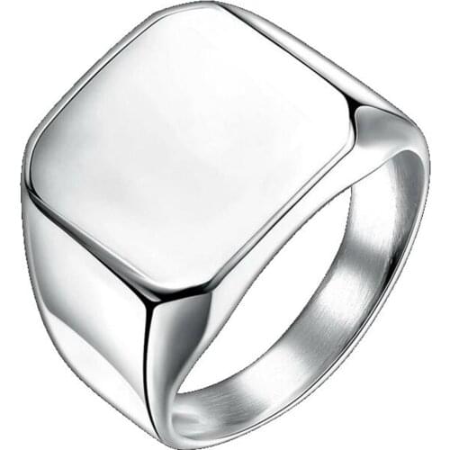 Hot FashionSignet Simple Titanium Pinky Biker Classic Steel 7-14 Stainless Ring Size Plain Mens thumb Three colors
