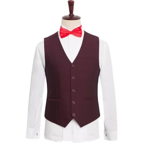 Mens business casual suit vest 2021 Spring and Autumn New Mens sleeveless wedding suit vest Black fuchsia