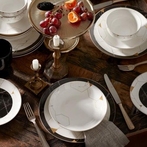 Premium Gem 6 Person 24 Piece Dinnerware Set Food Serving Plates Stamping Plate Presentation Luxury 2021