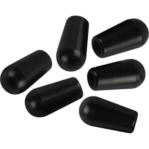 NEW 6pcs Plastic Black Electric Guitar 3 Way Toggle Switch Tips Caps Knobs 4mm