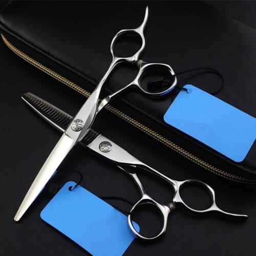 Professional Japan steel 6 '' flower cut hair scissors haircut scissor thinning barber hair cutting shears hairdresser scissors
