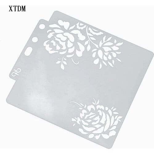 Three flowers plastic mold shield DIY cake scrapbook stencils hollow Embellishments printing lace ruler Valentines Day