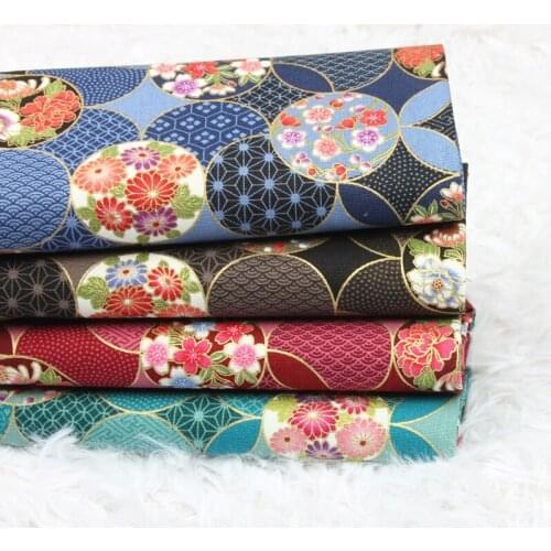 Half Yard Thicken Cotton Fabric Soft Breeze Gilt Print Handmade DIY Bag Decoration Cloth 100% Cotton CR-1021