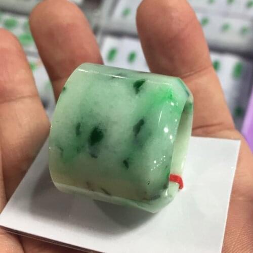 Certificate) Drop Shipping Natural Light Green AAA Grade Jadeite Jade Ring Finger Gift For Mens Jewelry
