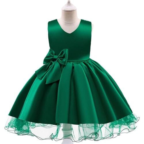 Pretty Ball Gown Princess Flower Girl Dresses For Wedding Satin Green Shortt Toddler Pageant Gowns 4-10Y