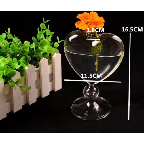 Glass Flower Planter Heart Glass Vase Standing Home Decoration Flower Vase Decor