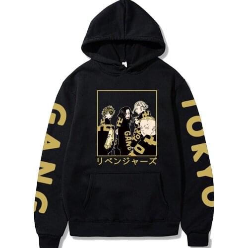 Harajuku Team Walhalla Unisex Hoodies Couple Wear Japanese Anime Baji Keisuke Printed Mens Hoodie Streetwear