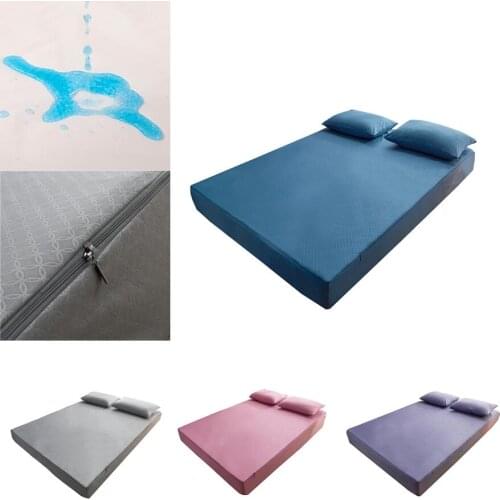 Waterproof Mattress Cover With Zipper Six Sides All Inclusive Mattress Cover King Queen Quilted Bed Fitted Sheet Customizable