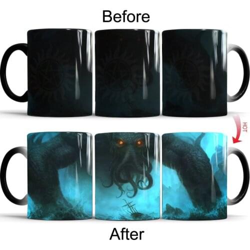 The Call of Cthulhu Magic Mugs H.p.lovecraft Cup Heat Color Changing Ceramic Milk Coffee Tea Mugs Hot Cold Heat Sensitive Mug