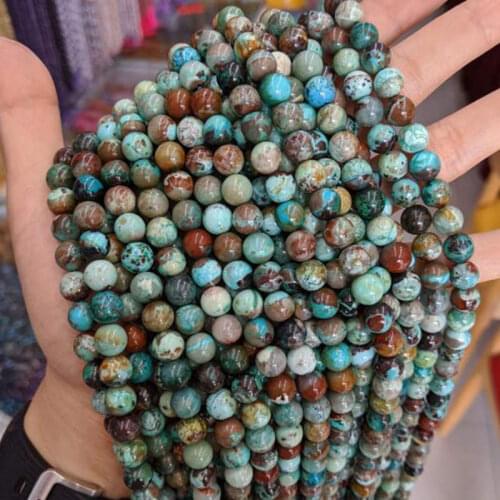 High Quality Natural Phoenix Turquoises Stone 6/8/10mm Smooth Round Necklace Bracelet Jewelry Loose Beads 38cm wk146