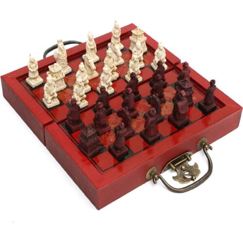 High-endCollectibles Vintage Chinese Emperor Qins Terra Cotta Warriors Chess game Set board noveltygift Leaders Friends Family