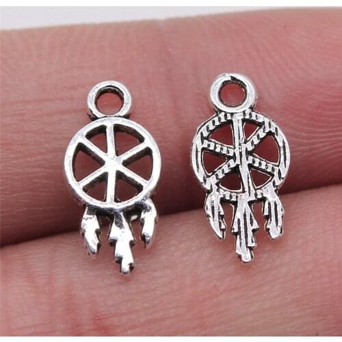 WYSIWYG 30pcs 7x15mm Dreamcatcher Dream Catcher Charms Pendant Diy Jewelry Findings Antique Silver Color