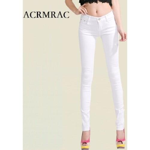 ACRMRAC Womens Clothing Spring and autumn Candy colors Middle waist Slim Pencil pants Long pants casual pants