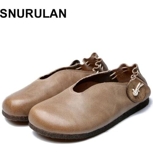 SNURULANNew 2019 genuine leather flat shoes woman hand sewn moccasins flats moccasins casual spring shoes women flats women shoe