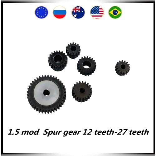 CNC rack gear 1.5 mod Spur gear 12 teeth-27 teeth inner hole 6mm 8mm 12mm 14mm Motor gear for straight rack