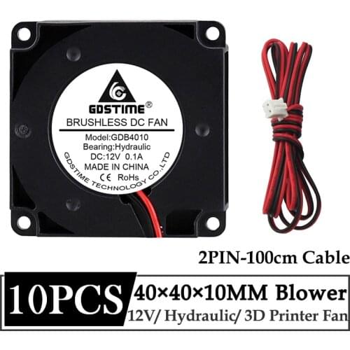 10Pcs Gdstime 40x10mm Humidifier Cooling Fan DC 12V Brushless 1M Cable Turbo Blower 40mm 3D Printer Accessories Radiator Fan