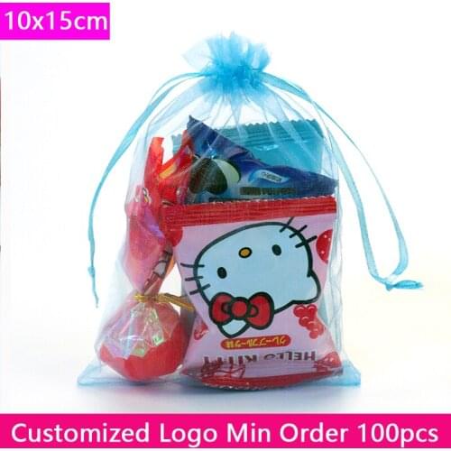 10x15cm 50pcs/bag Organza Bags Wedding Pouches Nice Gift Bag Jewelry Packaging Transparent Gauze Storage Pouch Can Print Logo