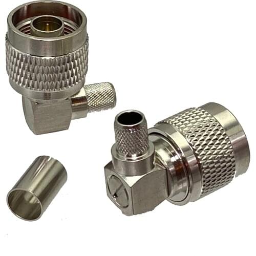 1pce Connector N male plug crimp RG5 RG6 5D-FB LMR300 cable right angle