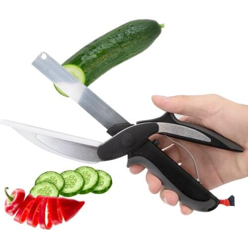 2 in 1 Food Chopper Potato Meat Cheese Vegetable Kitchen tool Smart Cutter Kitchen Knife Shears Vegetable Cutting Scissors