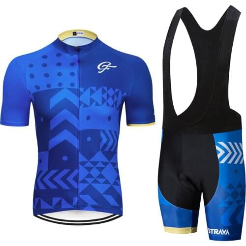 2020 STRAVA GF Newest Cycling Clothing Bike Jersey Quick Dry Mens Bicycles Clothes Team T Shirts Cycling 9D Gel Bike Shorts Set