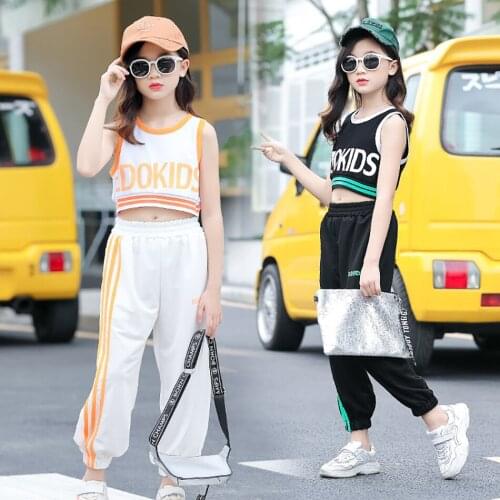 2021 Girls Sport Clothes Set Summer Outfit 2PCS Vest Active Children Clothes Casual Suit Kids Costume For 2-12 Years
