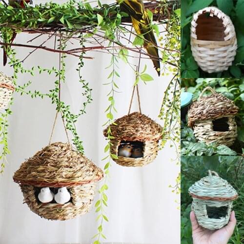 3Styles Birds Nest Bird Cage Natural Grass Egg Cage House Outdoor Decor Weaved Hanging Parrot Nest Pet Bedroom