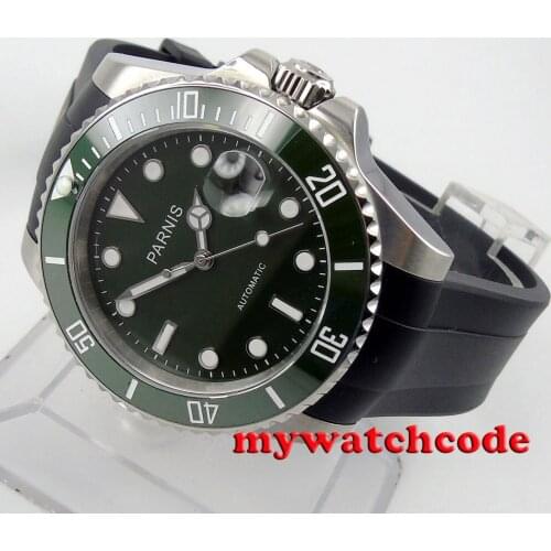 40mm Parnis green dial ceramic beel 21 jewel Miyota automatic mens watch P569