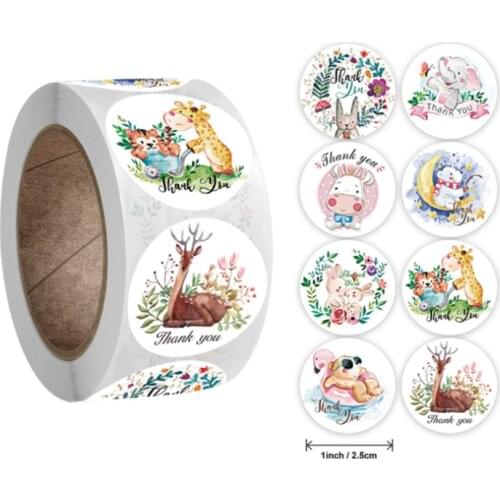 500pcs Cute Animal Thank you Stickers Rabbit elephant Gift Decoration Seal labels Kids Reward Diary Scrapbook Stationery Sticker