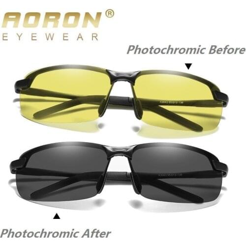 Aluminum Magnesium Photochromic Sunglasses Polarized Night Vision Anti-Glare Glasses Men Driver Yellow Gray Change Driving Glass