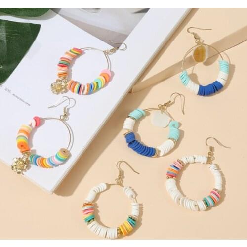 Bohemian Ethnic Multicolor Polymer Clay Drop Earrings For Women 2020 Fashion Boho Simple Round Dangle Earring Jewelry Gifts
