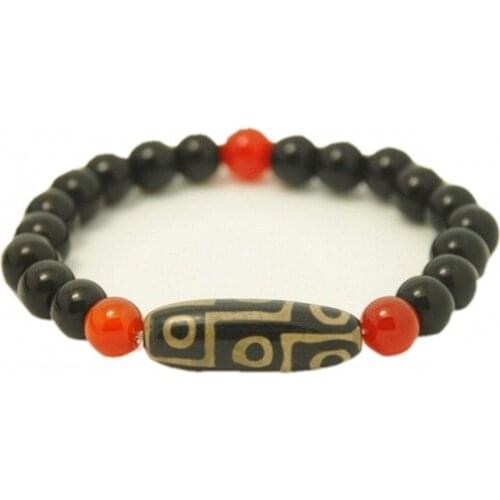 Big Stretchy 9-eye Agate dZi Beads Beaded Bracelet-CLEANSE NEGATIVE ENERGY