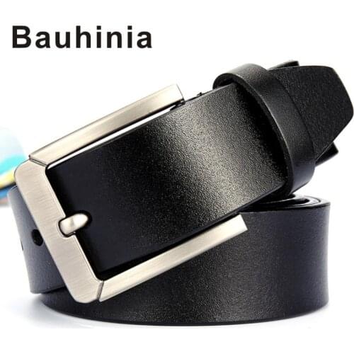 Bauhinia brand four seasons leisure all-match pin buckle 105-125CM high-quality two-layer leather mens wide leather pants belt