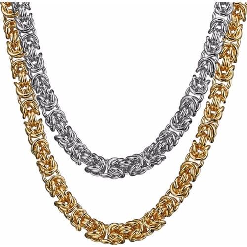 Granny Chic Heavy Byzantine Box Chains Necklace for Men Silver Gold color Mens Necklaces Stainless Steel Jewelry 6/8/10mm
