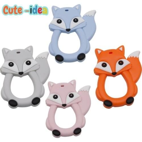 Cute-idea 1PC Pointed Nose Fox Silicone Teether Food Grade Baby Teething Toys Pacifier Pendants Clips Chain Childrens Goods Toy