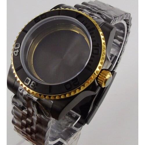 Black 40mm Mechanical Watch Case + Jubilee Band Brushed Bezel Insert Fit ETA 2836 MINGZHU 2813 MIYOTA 8215 Movement