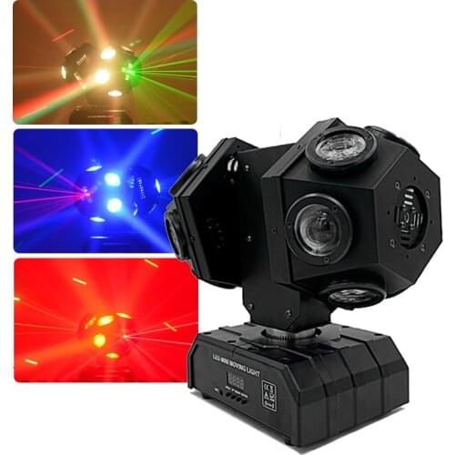 DMX DJ Stage Lighting Laser Projector 12x10W RGBW LED Beam Moving Head Light with Laser Effects for Disco Xmas Dance Party