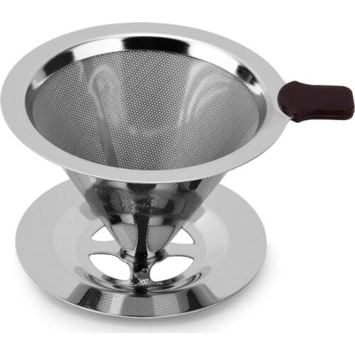 Rajens Stainless Steel Coffee Filter Screen Hand Coffee Drip Pot Filter-Free Filter Cup with Bracket