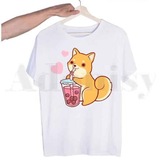Bubble Tea Cute Cartoon Fashion Kawaii Graphic Tshirts Men Fashion Summer T-shirts Tshirt Top Tees Streetwear Harajuku Funny