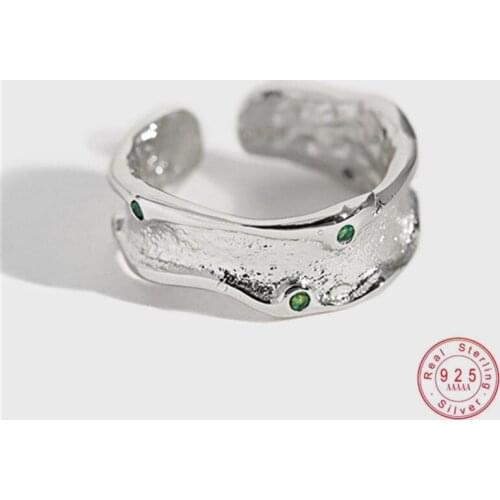 HI MAN 925 Sterling Silver Korean Temperament Irregular Green Crystal Ring Women Fashion Charm Banquet Gift Jewelry