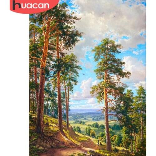 HUACAN 5D Diamond Painting Tree Full Square Round New Arrival Diamond Embroidery Mosaic Fall Landscape Home Decoration
