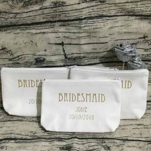 Custom design bridesmaid names Make Up toiletry kits wedding Gift makeup Bags maid of honor Unique Gift for Bridal Party favors