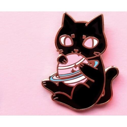 Kawaii Cosmic Cat Hard Enamel Pin Cartoon Cartoons Animals Space Cats Medal Brooch Fashion Lapel Backpack Pins Decor Unique Gift