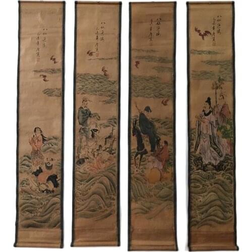 China celebrity painting old scrolls Four screen decorate Eight Immortals painting