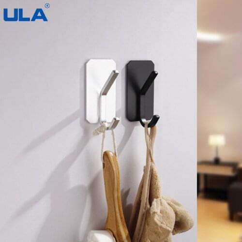 ULA 5pcs Black Robe Hook Wall Hook Towel Hook For Bathroom Stainless Steel Coat Hook Rustproof Hook Hanger For Kitchen Hardware