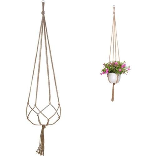 Handmade Macrame Flower Pot Hanging Basket Knotted Rope Flowerpot Net Bag Horticultural Home Door Balcony Courtyard Garden Decor